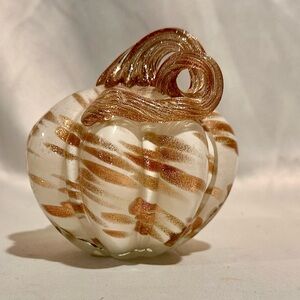 Vintage Murano Gold and White Art Glass Pumpkin Decoration
